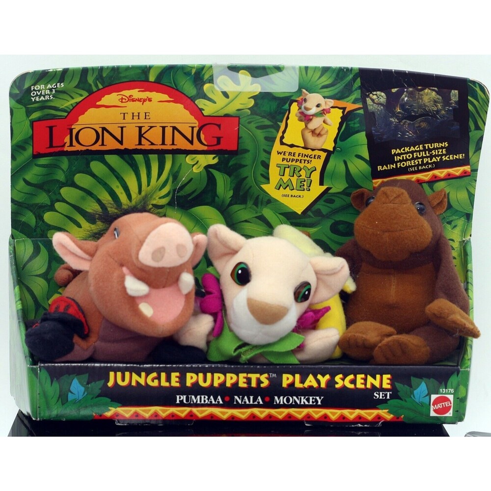 Vintage 1994 Lion King Jungle Puppets Play Scene Set Mattel 13176 Pumbaa Nala